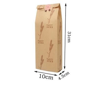 FSC SGS BRC Flexo Printing French Bread Paper Bags Baguette Self Adhesive Seal